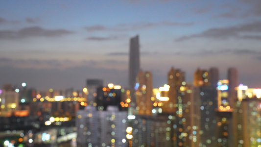 航拍城市灯光夜景晚霞天空自然风光街景4k素材视频