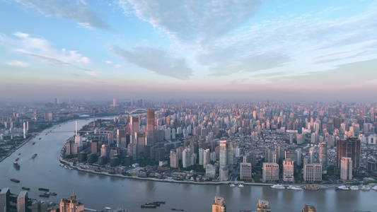 4K航拍上海壮观写字楼视频