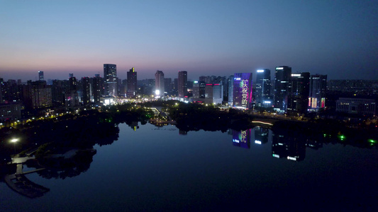 淮安市中心夜景-4k航拍视频