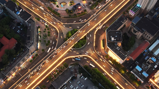 航拍城市夜景交通灯光道路立交桥车流4k素材视频
