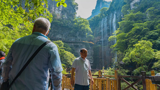 8K宜昌5A景区三峡大瀑布自然人流延时视频