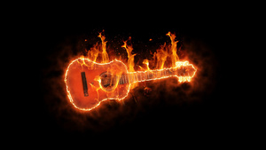 火吉他燃烧摇滚音乐背景视频素材40秒视频