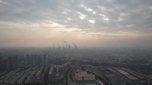 环境污染工业排烟雾霾航拍 视频