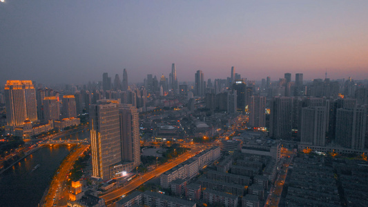 4K天津城市夜景航拍实拍视频视频