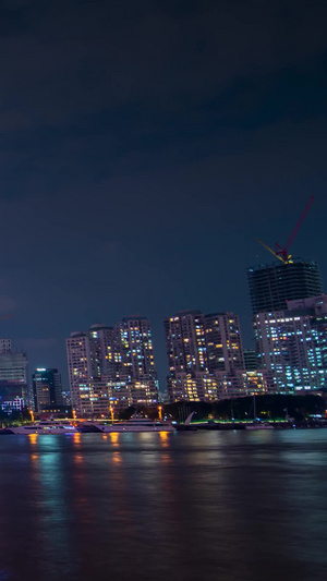 上海北外滩城市灯光大楼夜景延时黄浦江摄影24秒视频