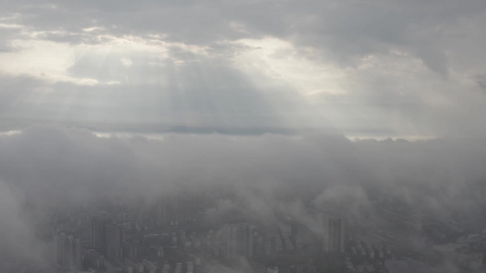 湖南省衡阳市珠晖区晨雾航拍 视频