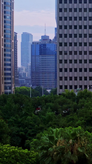 上海人民广场公园航拍天际线9秒视频
