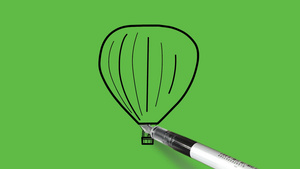绘制一个像样的微小热气球,以抽象绿色背景配色组合10秒视频