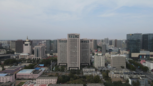 河北石家庄金融中心高楼建筑航拍视频