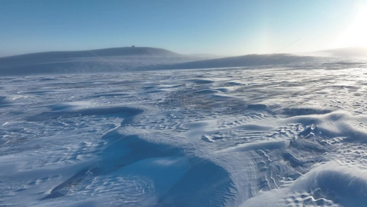 呼伦贝尔草原冬天雪景雪地白毛风视频