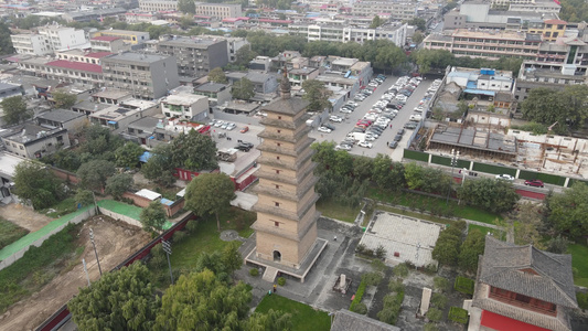 河北石家庄开元寺须弥塔航拍视频