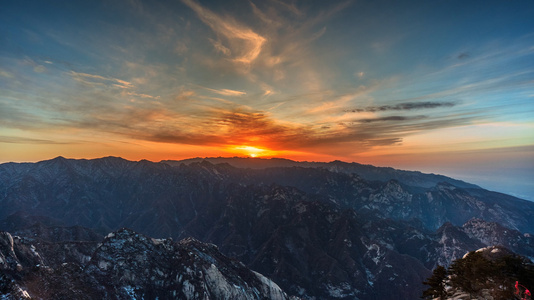 4K华山夕阳延时视频