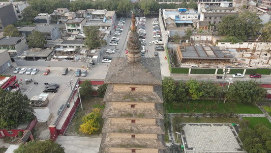 河北石家庄开元寺须弥塔航拍视频