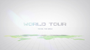 世界巡回导游文字动画,带白色背景世界地图的世界版图7秒视频