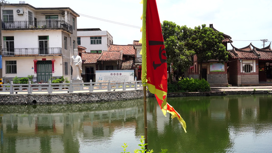 民间旗帜 装饰风景 凉亭视频