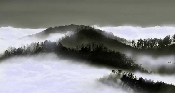 云海山水水墨意境背景视频视频