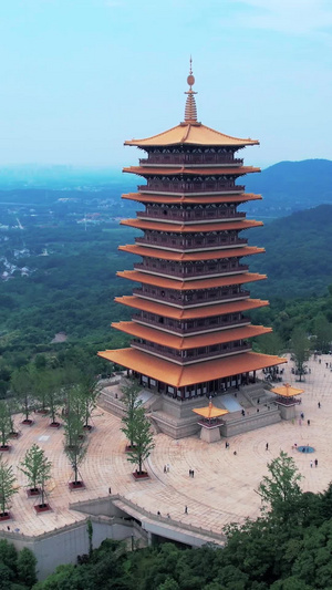 航拍牛首山风景区佛顶宫佛顶寺弘觉寺塔41秒视频