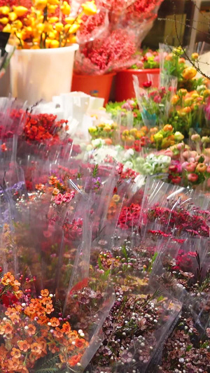 南方城市传统节日的花市习俗素材街景人流34秒视频