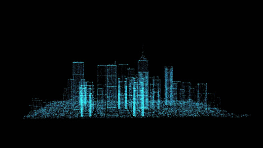 透明通道科技粒子城市元素视频