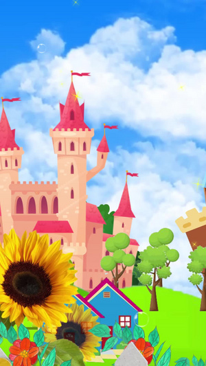 卡通城堡背景视频六一儿童节20秒视频