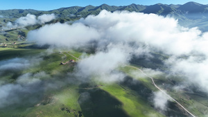 航拍川藏线高原山峰草原云海自然风景4k素材48秒视频