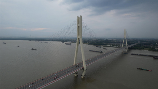 4K航拍南京长江第二大桥视频