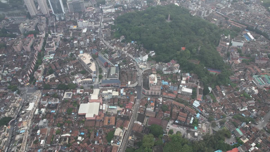 广东中山老城区街道房屋航拍视频