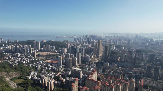 广东珠海海边城市城市风光航拍视频