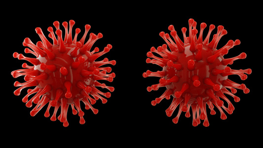 单个冠状病毒特写三维旋转蠕动展示动画视频