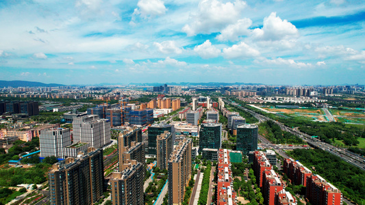 4k航拍南京城市天际线全景[环景]视频