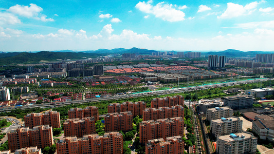 4k航拍南京城市天际线全景[环景]视频