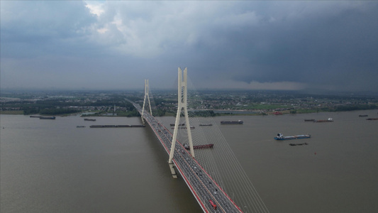 4K航拍南京长江第二大桥视频
