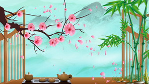 中国风花朵生长背景视频14秒视频