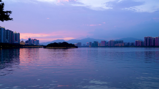 广东清远北江江心岛夕阳景观视频