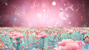 清新粉色花海动态唯美花朵大气粒子光效舞台背景30秒视频