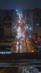 城市夜景航拍城市交通视频