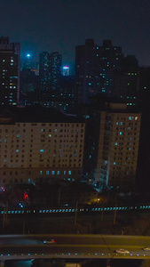 城市夜景航拍道路交通视频