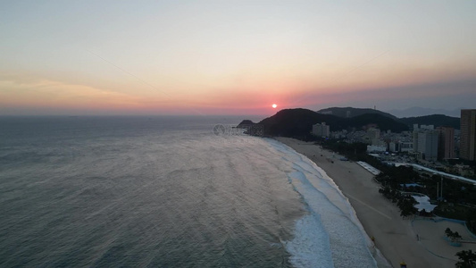 大海沙滩夕阳日落视频