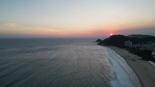 大海沙滩夕阳日落视频