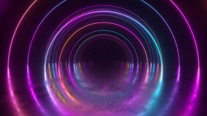 圆隧道穿梭霓虹灯舞台背景20秒视频