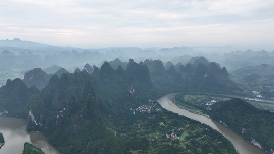 广西桂林阳朔桂林山水航拍视频