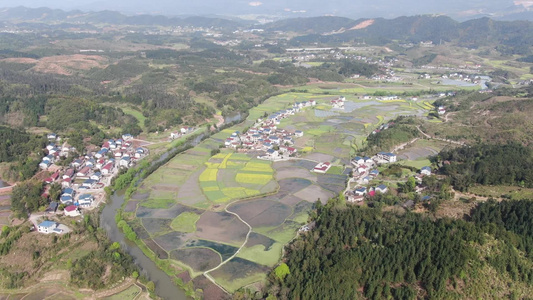 航拍美丽乡村绿色农田农业种植 视频