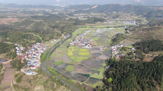 航拍美丽乡村绿色农田农业种植 视频