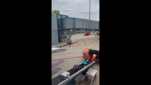 浦东机场停机坪行李装运实拍视频31秒视频
