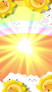 可爱动态卡通太阳旋转彩虹背景视频小朋友视频