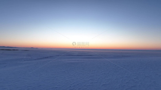 草原冬季雪景雪原暮色落日余晖视频