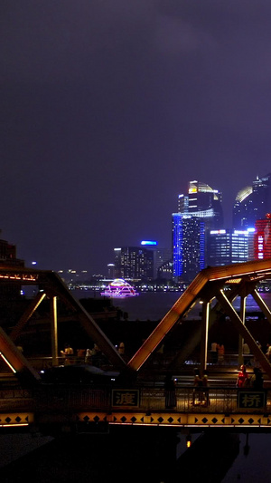 上海外白渡桥夜景航拍上海城市宣传片9秒视频