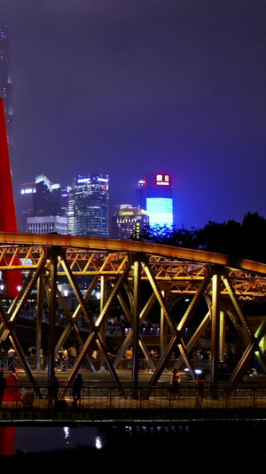 上海外白渡桥夜景航拍CBD9秒视频