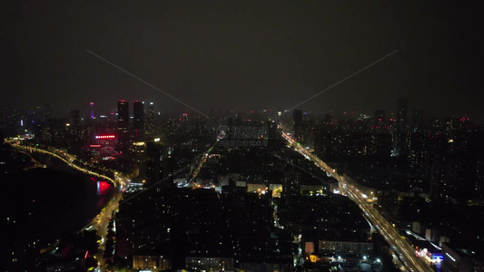 成都城市夜景交通东二环航拍视频