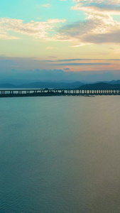 航拍浙江漩门湾国家湿地公园日落航拍素材视频